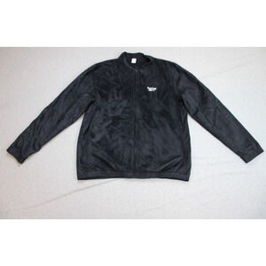 Reebok Jacket Mens Size M Black Logo Full Zip Long Sleeve Collared With Pockets
